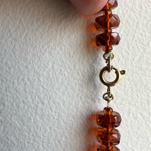 Amber Toned Faceted Glass Bead Necklace - Picture 3 of 3